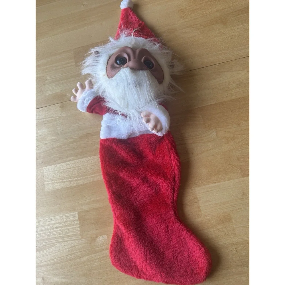 Santa Norfin Troll Doll Big Head White Beard Christmas Stocking Smithy VTG